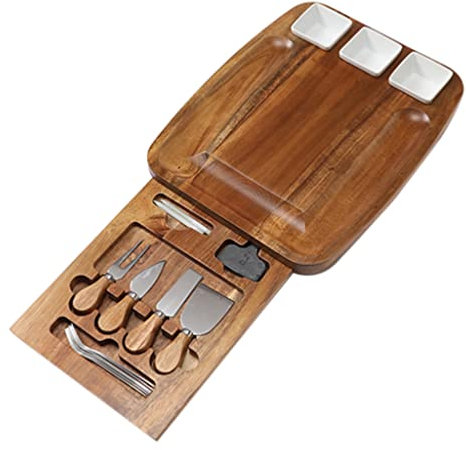 TRoki Wooden Cheese Board and Knife Set for Elegant Charcuterie Presentation