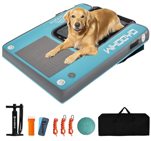 WHDCYD Inflatable Pup Plank Dog Float Floating Ramp Ladder for Pools Boats Docks Dog On Water Ladder Steps for Swimming Pets Up to 200 Pounds Water Bed for Human,Send Frisbee