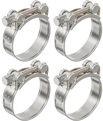 Moto Collier de Tuyau D'échappement 48-51mm Collier Echappement Moto 2PCS Collier Serrage Inoxydable Antirouille et Durable Convient Aux Tuyaux D'égout Aux Tuyaux aux Motos (2, 48-51mm)