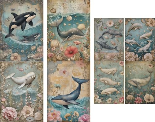 Wale Reispapier, 20 x 26,6 cm (6 Stück), 6 Designs für Scrapbooking, Karten, Basteln, Decoupage. CRAFT KREATIVELY