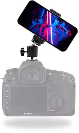 TronicXL Kugelkopf Smartphone Halterung für Blitzschuh für Kamera Befestigung Handy kompatibel mit iPhone Handyhalterung Stativ Adapter ColdShoe Kaltschuh Mount und 1/4 Zoll Gewinde