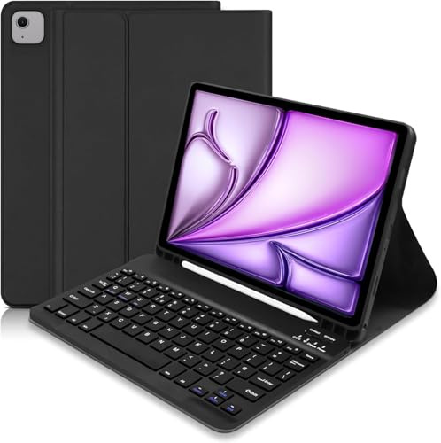 tititinita Funda con Teclado para iPad Air M3 2025/M2 2024, iPad Pro 12.9 (6ª, 5ª, 4ª Gen.) con Teclado magnético Desmontable, Funda de Piel con Soporte para lápices (Negro)