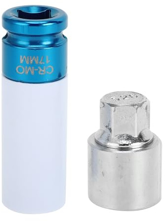 VekAuto Dado di Bloccaggio Ruota Compatibile per Volkswagen, Resistente #526 in Acciaio Legato Cromato Tono Argento con Adattatore per VW
