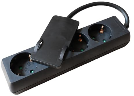 Steckdose 4Fach Schwarz Flach Stecker Möbel Schwarz CE mit kurzem Kabel (1)