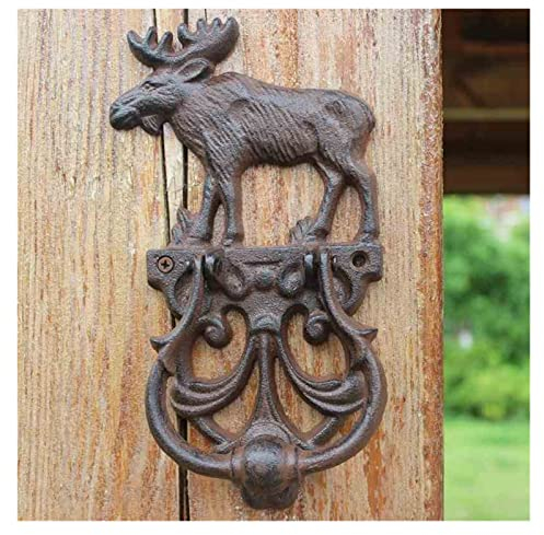 SWDONG Ornament Türklopfer aus Gusseisen, Vintage-Stil, Elch, 23,6 cm hoch, Hirschform, Haustürgriffe, Garten-Wanddekoration
