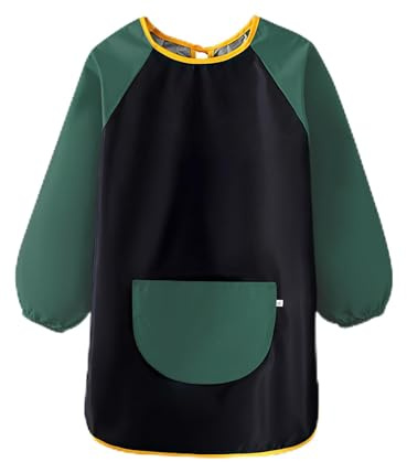 Malkittel Kinder 6-8-10-12 Jahre,Malkittel Schule 1. Klasse, Malschürze | Wasserdicht mit Taschen, Kleidung Sauber Halten, Malerkittel Bastelschürze für Grundschule Kunst
