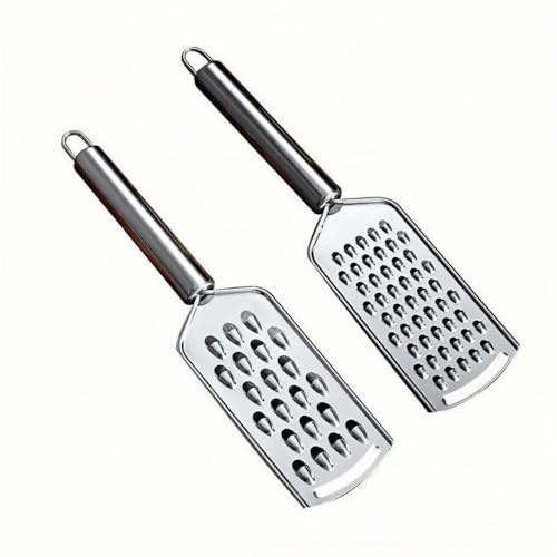 DOETYD Lot de 2 râpes à fromage avec poignée, râpe plate et zesteur de citron en acier inoxydable, parfait pour fromage, ail, chocolat et plus encore