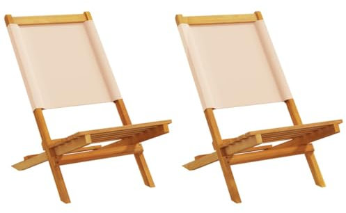 Xichuzi Gartenstühle 2 STK. Beige Massivholz Akazie & Stoff, Gartenmöbel, Terrassenstühle, Balkon Stühle, Balkonstuhl, Garten Stühle Für Draussen - 367693
