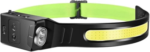 Lampe de poche Portable avec capteur, torche frontale, avec batterie intégrée, Rechargeable par USB, lumière de pêche, alerte extérieure, lumière rouge
