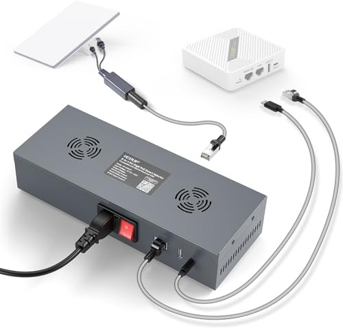 Starlink Mini PoE Splitter Adapter Kit，180W GigE Passive & ESD Protection, Stalink Mini DC Power Kit with USB C Power Outputs and DC Step-Up Converter, AC 110-260V to DC 48V/3A for Star link Mini Dish