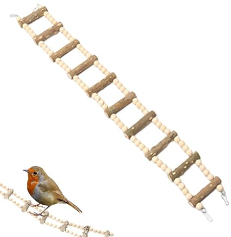 Zunishaone Parakeet Ladder Bridge | Parrot Perch Swing,Wood Pets Swinging Standing Pole Pet Macaws Natural Chewing Toys