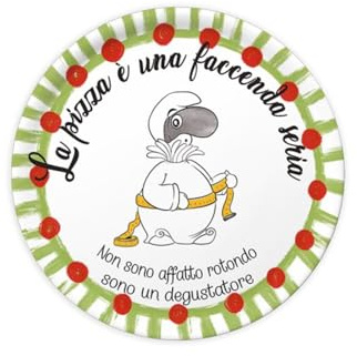 ROSE & TULIPANI Piatto pizza in porcellana con Pulcinella ChePizza D32 cm 6 varianti(1pz) VERDE