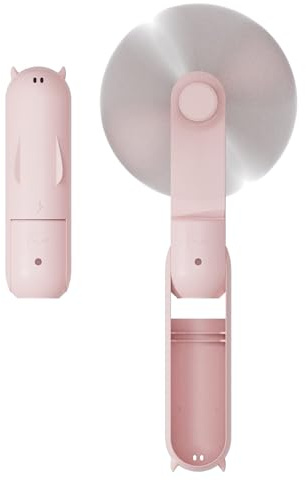 Hand Held Fan, Portable USB Rechargeable Mini Handheld Cooling Device, Folding Design, Battery Driven With Mobile Power Supply for Home Travel Outdoor (Pink)