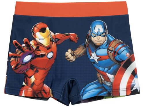 Marvel Avengers Bañador para Niño, Diseño Iron Man Capitan America Hulk Thor Shorts de Baño Bañador Infantil, Talla 4 Años