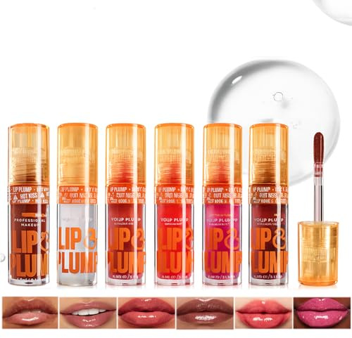 6PCS Lip Gloss Set - Hydrating & Plumping Lip Oil for Fuller, Non-Sticky Tinted Gloss with Moisturizing Effect, Long-Lasting High-Shine Finish for Women (6PCS)