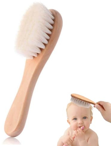 LACHT 1 Pièce Brosse À Cheveux Pour Bébé - Brosse À Cheveux En Bois Naturel Avec Poils De Chèvre Doux - Brosse Douce Pour Bébé Pour Nourrissons Et Tout-Petits - Brosse À Cheveux