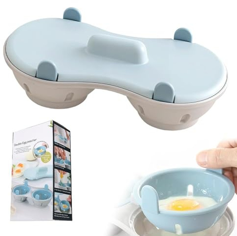 Yplkm Cuocitore Di Uova In Microonde 2 Forature,Cucina Uova in Camicia con Coperchio - Accessorio da Cucina Resistente al Calore per Panini alla Colazione