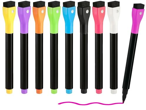 Signsxcel Magnetic 9 Colors Liquid Markers for LED Note Board,Compatible with LED Drawing Board, Windows, Blackboard, Glass,Neon Erasable Markers, Fluorescent Wet or Dry Erase Markers Fine Tip