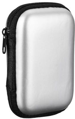 sourcing map Earphone Case,EVA Hard Shell Zipper Bags 4.53x3.15x1.38inch Portable Earbud Carrying Case Storage Bag for In-Ear Headphones USB Charging Cable, Silver 80x40x115mm