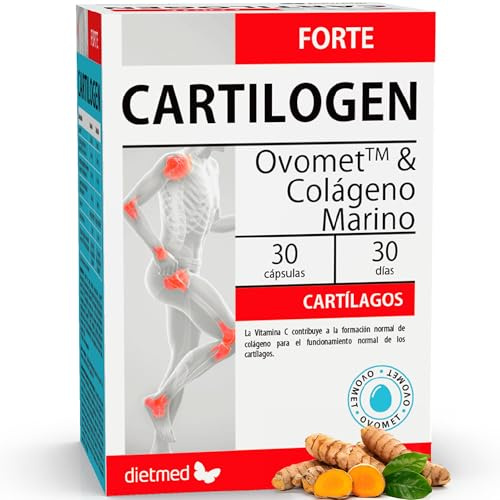 Cartílagos y Articulaciones - Con Ovomet™, Colágeno Marino y Vitamina C - Formación Normal de Colágeno - 30 Cápsulas Sin Gluten - Cartilogen Forte DietMed
