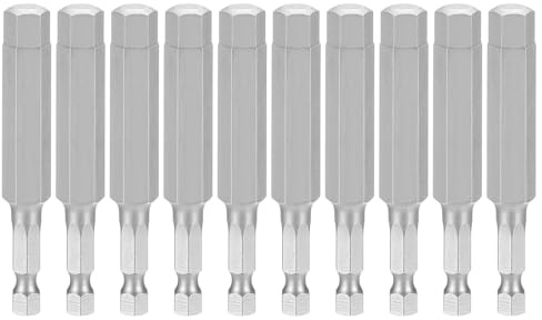 sourcing map 10 punte per trapano a testa esagonale da 3/8 SAE 1/4 gambo esagonale 75 mm lunghezza S2 in acciaio magnetico avvitatore a percussione industriale esagonale punta per cacciavite