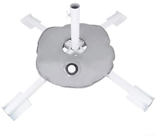 Pied de parasol pliable et réglable en acier avec sac de poids pour plage, terrasse, jardin, design portable et peu encombrant pour événements en plein air (blanc)