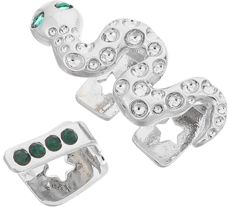 Garneck 1 Satz Schlangen Hip Hop Einzelzahngrill aus Metall Silber mit Strass Bequemer Zahnschmuck für Frauen Rapper Accessoire und Grillzubehör für Bühnen und Kostümauftritte
