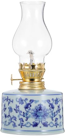 OSALADI Vintage Öllampe Porzellan Weiß Retro Petroleumlampe Innen Sturmlaterne Tischdekoration