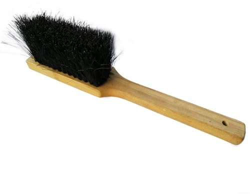 Opatiny Long Handle Fireplace Brush with Wooden Handle and Coconut Bristles Cleaning Stoves, Grills and Hard to Reach Areas, 34cm Black