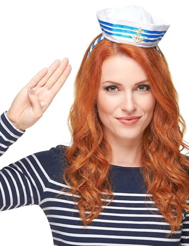 DEGUISE TOI VEGAOO - Matrosin Haarreif mit Minihut für Damen - Haarreif mit Minihut - Einheitsgröße - Blau - Accessoires - - Carnaval
