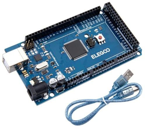 ELEGOO Mega 2560 R3 Scheda di Microcontrollore Compatibile con Arduino IDE | Microcontroller con Cavo USB Mega Kit Versione Blu