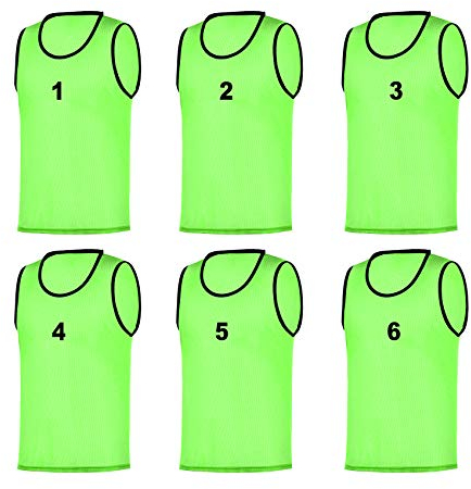 RHINOS sports Leibchen Set (6 Stück) | Nummeriert 1-6 | Grün | Größe L | Erwachsene