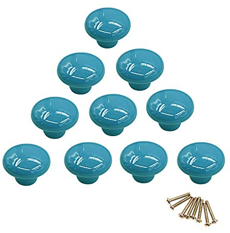 NUODWELL 10 Rund bunt Keramik Schrank Knöpfe Single Loch Pull Griff für Schublade, Kommode, Schrank, Tür