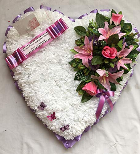 Large Heart Silk Funeral Flower Tribute Silky Bouquets Memorial (Black)