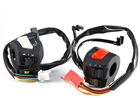 2 Stück Schalter für Motorrad-Lenker, 7/8 Zoll (17,3 cm), Ein-/Aus-Schalter, Horn, Blinker, elektrisch, Startschalter mit Kabelbaum