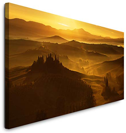 Paul Sinus Art GmbH Landschaft Toskana 120x 50cm Panorama Leinwand Bild XXL Format Wandbilder Wohnzimmer Wohnung Deko Kunstdrucke