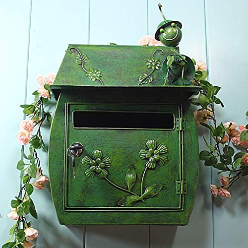 WXJ Casella Postale Stile Vintage Rurale Il Fascino Nostalgico Decorazioni per La Casa Casette Postali di Design per L'esterno 6 Processo Antiruggine Top Design degli Insetti 400X300X160MM
