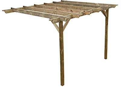 Wooden Garden Lean-to Pergola Kit - Orchid Design Wall-Mounted Shade Gazebo (2.4m x 3m, Light Green (Natural))