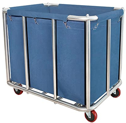 Wäschewagen, kommerziell, 400 l, großer industrieller rollender Wäschekorb mit 10,2 cm Rädern, robuste Wäschekörbe mit Edelstahlrahmen, 130 kg Tragkraft, 10 Stützrohre
