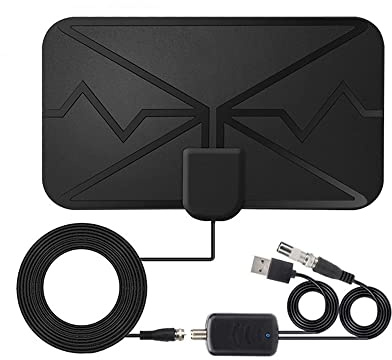 Antenna TV per Interni, Antenna TV Digitale 4K 1080P VHF/UHF Amplificatore di Segnale da 3600 Miglia Supporta Canali Locali, Cavo Coassiale da 16,5piedi