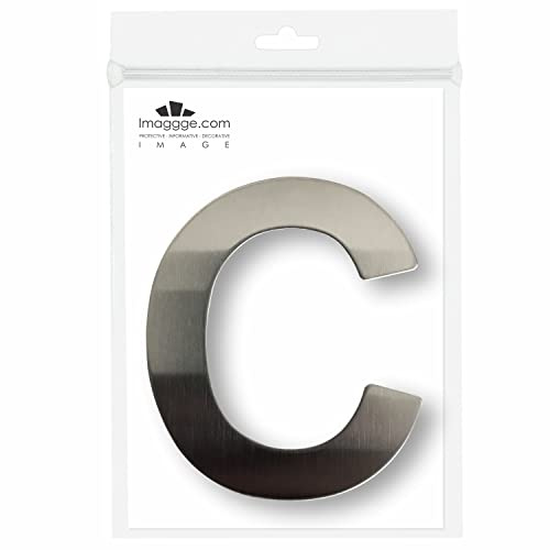 Numero civico o appartamento, acciaio INOX spazzolato, adesivo, altezza 7,6 cm, lettera C