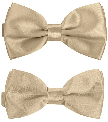 BomGuard Vater Sohn - Partnerlook Fliege Set - Herren Fliege + Kinder Schleife,champagner beige