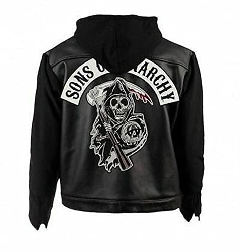 Giacca da uomo Cosplay SOA Son of Anarchy Biker Club California in finta pelle - Gilet e felpa con cappuccio per uomo, M