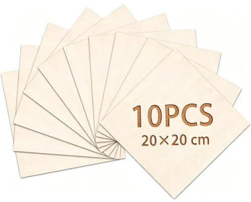 Balsaholzplatten, DOITEM 10 Stück dünne Holzplatten aus Balsaholz, 200 x 200 x 1.5 mm, Blanko, für Cricut-Macher, Holzhandwerk, Malerei, Gravierte Modellbauprojekte