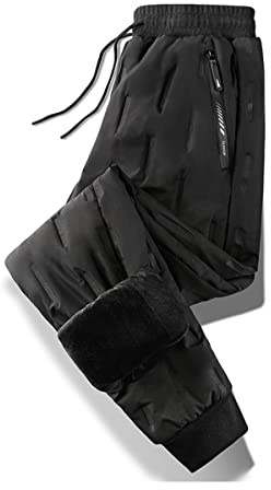 Lukery Impermeabile Pantaloni Sportivi Uomo Foderati in Pile Sherpa Inverno Pantaloni Tuta Uomo con 2 Tasche per Sport Allenamento Lavoro Quotidiano L-6XL
