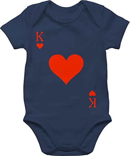 Baby Body Kurzarm - & Fasching - Herz König Spielkarte I King Queen Kartenspiel Karneval Herzkönig Spielkarte Herzkönig Karte I Poker King of Hearts - 6/12 Monate - Navy Blau - tier fastnacht