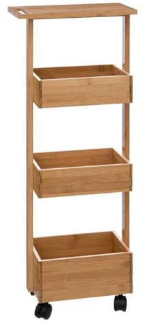 Five - Carrello da bagno a 4 livelli in bambù, altezza 85,5 cm