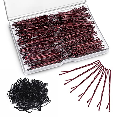 300 Stück Haarnadeln Set, Bobby Pins mit Haargummis, Sehr Stabil Hochsteckfrisuren Zubehör, Metall Frisuren Zubehör, Haarnadeln Hochzei Haarklemmen für Damen Mädchen Kinder Friseursalon - Braun