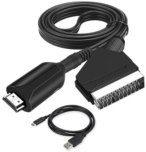 Wress SCART to HDMI Converter – 1080p HD Audio & Video SCART to HDMI Adapter for VHS, STB, Sky, Blu-Ray, DVD – SCART to HDMI Cable Works with HDTV, Monitor, Projector Display