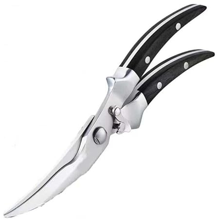 Kitchen Scissors, Heavy Duty Kitchen Power Scissors Chicken Bone Cutter Fish Turkey Cutter Stainless Steel Scissors (Color : Black)